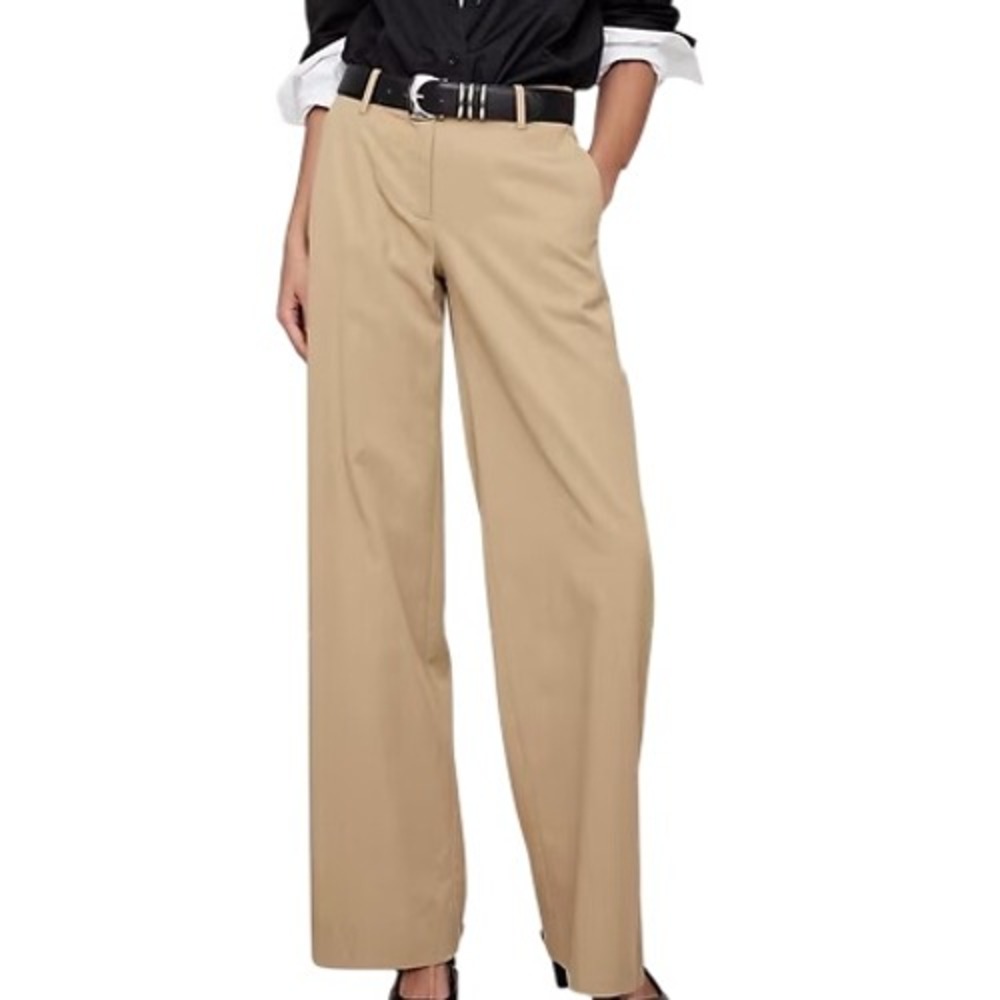 Banana Republic Womens S Khaki Everyday Wide Leg Workwear Pants